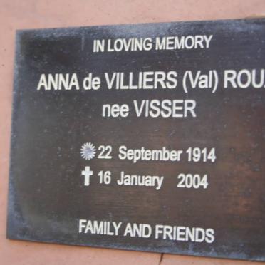 ROUX Anna deVilliers nee VISSER 1914-2004