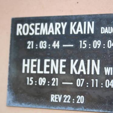 KAIN Helene 1921-2004 :: KAIN Rosemary 1944-2004