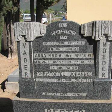 BESTER Christoffel Johannes 1882-1958 &amp; Anna Maria VERCUIEL 188?-1956