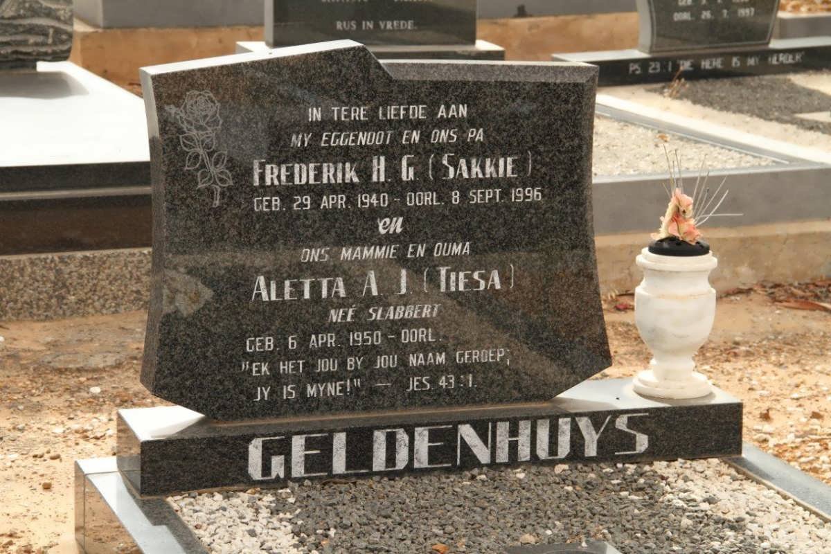 GELDENHUYS Frederik H.G. 1940-1996 &amp; Aletta A.J. SLABBERT 1950-