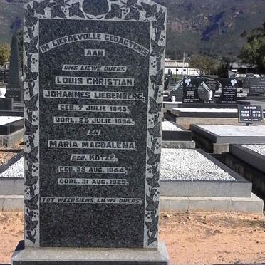LIEBENBERG Louis Christian Johannes 1845-1894 &amp; Maria Magdalena KOTZÉ 1844-1929