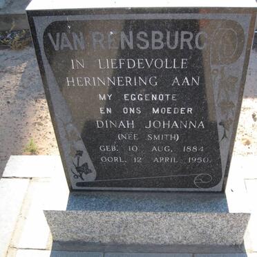 RENSBURG Dinah Johanna, van nee SMITH 1884-1950