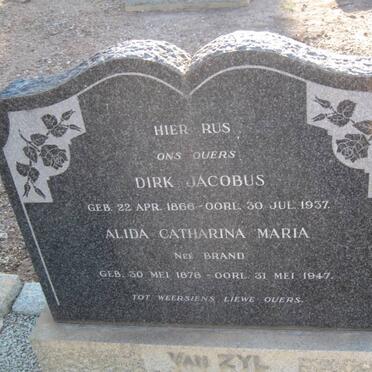 ZYL Dirk Jacobus, van 1868-1937 &amp; Alida Catharina Maria BRAND 1878-1947