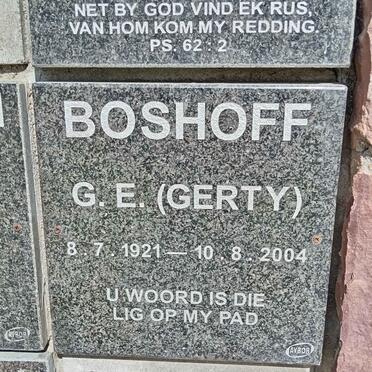 BOSHOFF G.E. 1921-2004