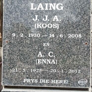 LAING J.J.A. 1930-2008 &amp; A.C. 1925-2012