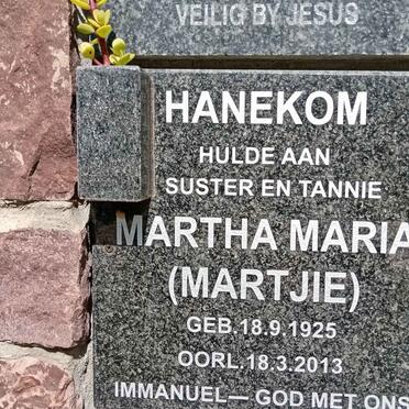 HANEKOM Martha Maria 1925-2013
