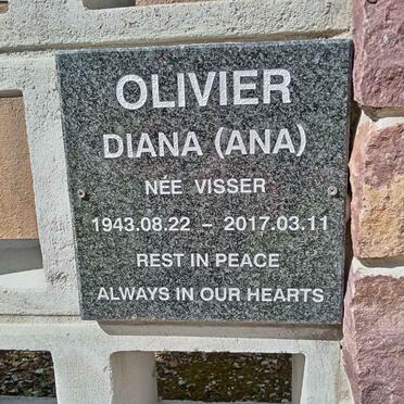 OLIVIER Diana nee VISSER 1943-2017