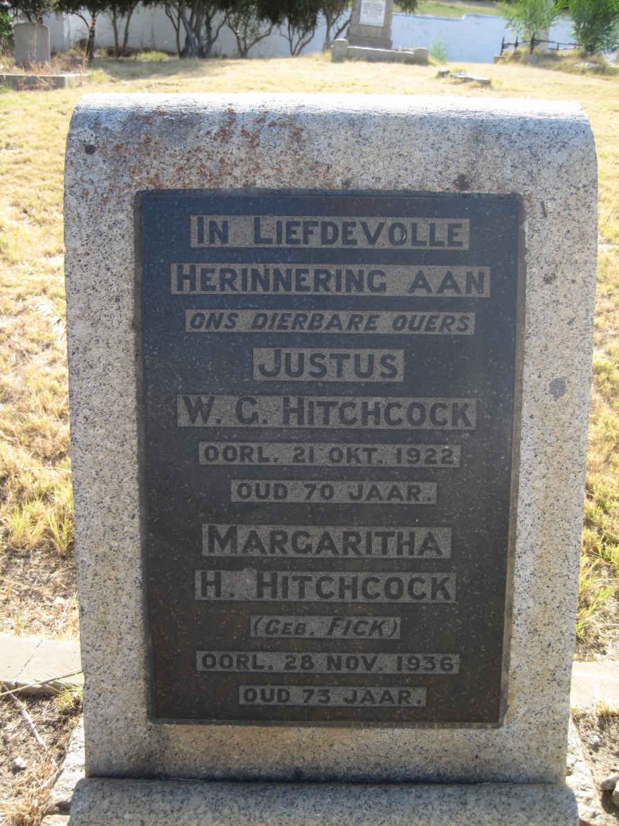 HITCHCOCK Justus W.G. -1922 &amp; Margaritha FICK -1936