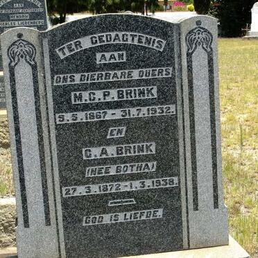 BRINK M.C.P. 1867-1932 &amp; C.A. BOTHA 1872-1938