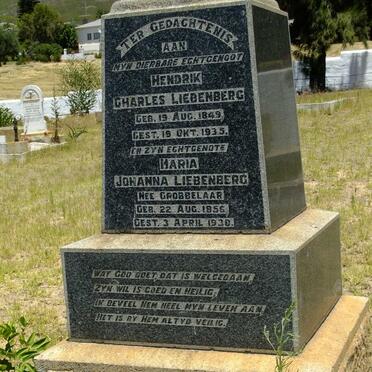 LIEBENBERG Hendrik Charles 1849-1935 &amp; Maria Johanna GROBBELAAR 1856-1938