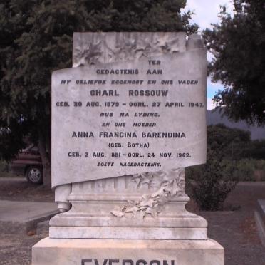 EVERSON Charl Rossouw 1879-1947 &amp; Anna Francina Barendina BOTHA 1881-1962