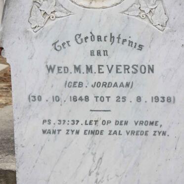 EVERSON M.M. nee JORDAAN 1848-1938 