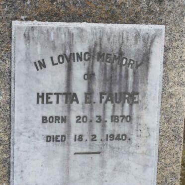 FAURE Hetta E. 1870-1940