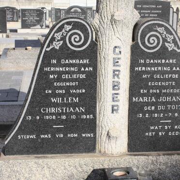 GERBER Willem Christiaan 1908-1985 &amp; Maria Johanna DU TOIT 1912-1967