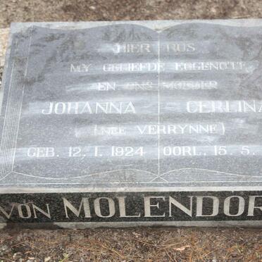 MOLENDORFF Johanna Cerlina, von nee VERRYNNE 1924-1965