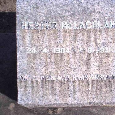 McLACHLAN Hester 1904-1931