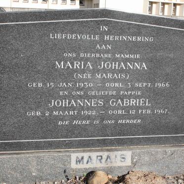 MARAIS Johannes Gabriel 1922-1967 &amp; Maria Johanna MARAIS 1930-1966