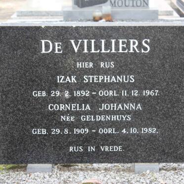 VILLIERS  Izak Stephanus, de 1892-1967 &amp; Cornelia Johanna GELDENHUYS 1909-1982