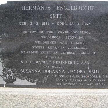 SMIT Hermanus Engelbrecht 1881-1963 &amp; Susanna Johanna Jacoba VISSER 1882-1967