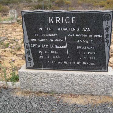 KRIGE Abraham B.1896-1966 &amp; Anna C. KELLERMAN 1903-1975
