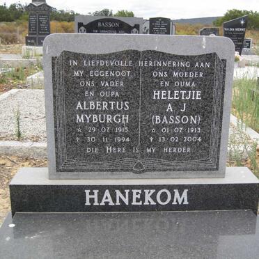 HANEKOM Albertus Myburgh 1915-1994 &amp; Heletjie A.J. BASSON 1913-2004
