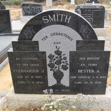 SMITH Everhardus J. 1893-1970 &amp; Hester A. SPENCE 1899-1978