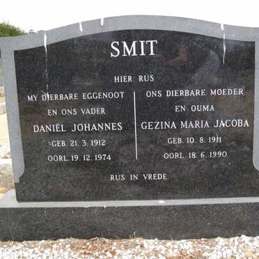 SMIT Daniël Johannes 1912-1974 &amp; Gezina Maria Jacoba 1911-1990