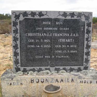 BOONZAAIER Christiaan J.J. 1871-1956 &amp; Francina J.A.D. THIART 1872-1949 :: BOONZAAIER Hendrik 1914-1996