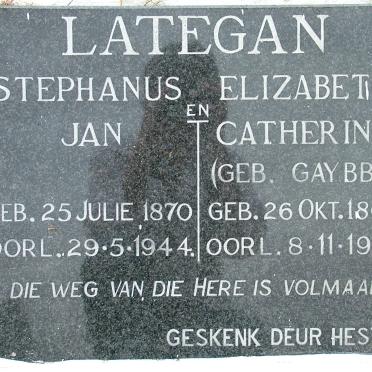 LATEGAN Stephanus Jan 1870-1944 &amp; Elizabeth Catherina GAYBBA 1867-1935 