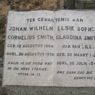 SMITH Johan Wilhelm Cornelius 1864-1938 &amp; Elsie Sophia Glaudina VAN LILL 1870-1948