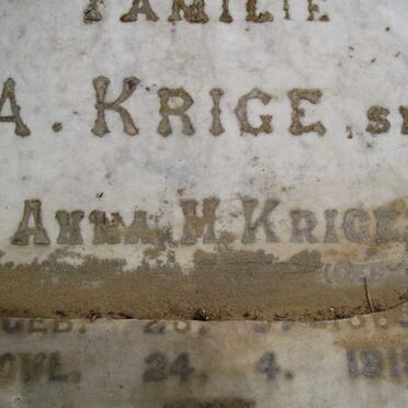 KRIGE Anna M. 18??-1919