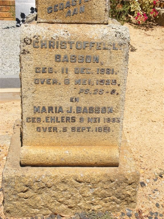 BASSON Christoffel 1891-1925 &amp; Maria J. EHLERS 1883-1951