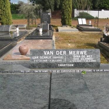 MERWE Izak Schalk, van der 1925-2001 &amp; Dina De Wet GILIOMEE 1924-2004