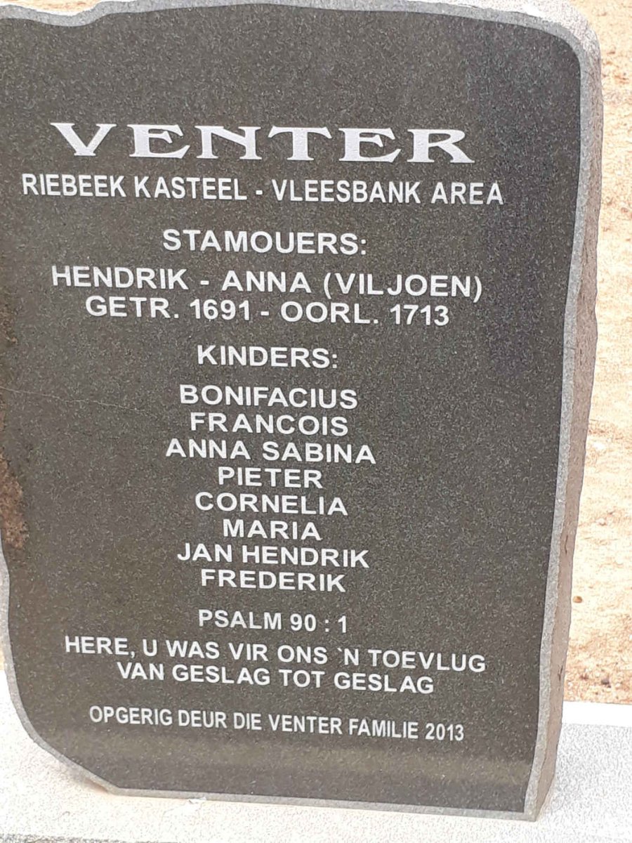 VENTER Hendrik &amp; Anna VILJOEN