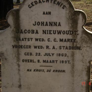 MAREE Johanna Jacoba previously STADION nee NIEUWOUDT 1862-1897