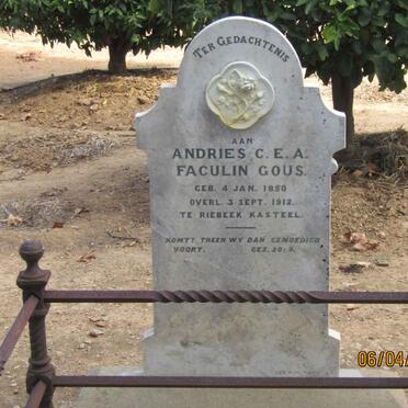 GOUS Andries C.E.A Faculin 1850-1912