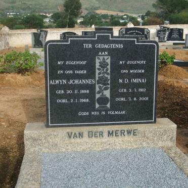 MERWE Alwyn Johannes, van der 1898-1968 &amp; W.D. 1912-2001