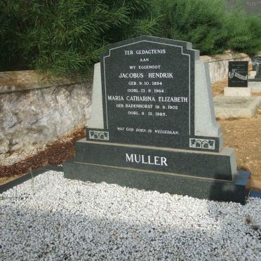 MULLER Jacobus Hendrik 1894-1964 &amp; Maria Catharina Elizabeth BADENHORST 1902-1985