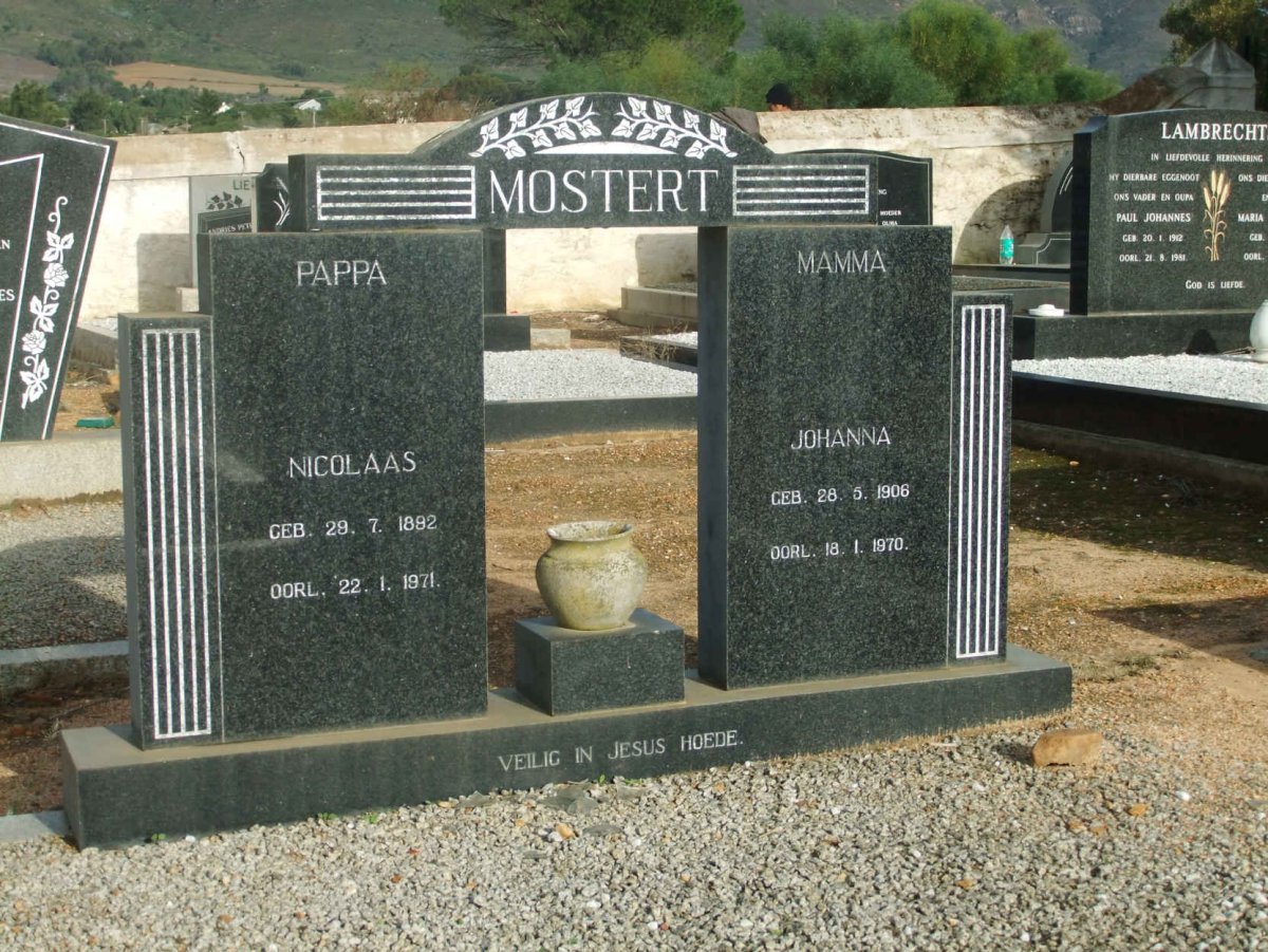 MOSTERT Nicolaas 1892-1971 &amp;  Johanna 1906-1970