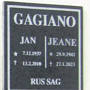 GAGIANO Jan 1937-2010 & Jeane 1941-2023
