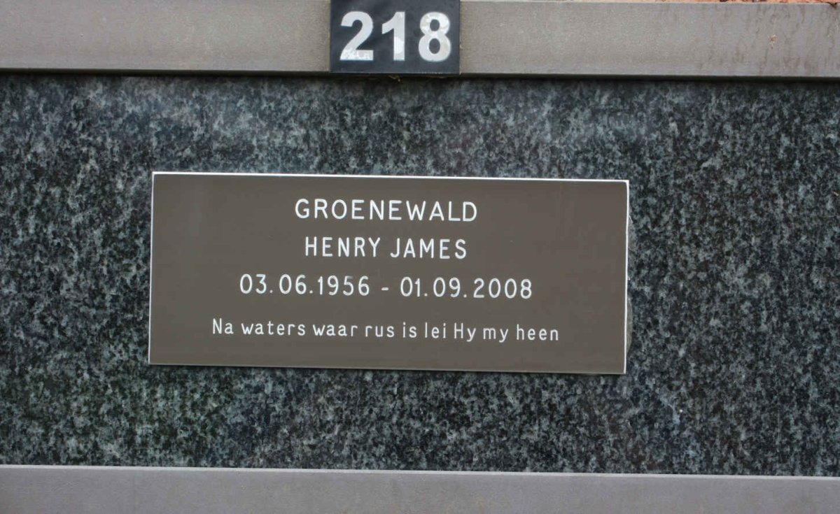 GROENEWALD Henry James 1956-2008