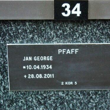 PFAFF Jan George 1934-2011
