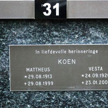 KOEN Mattheus 1913-1999 &amp; Vesta 1920-2000