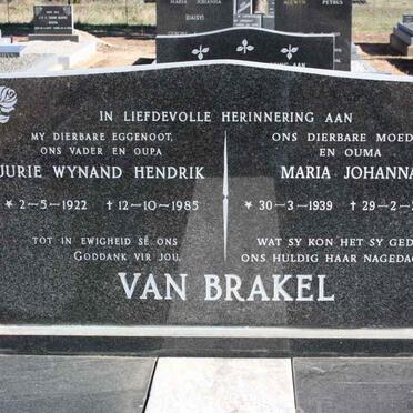 BRAKEL Jurie Wynand Hendrik, van 1922-1985 &amp; Maria Johanna 1939-2008