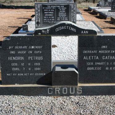 CROUS Hendrik Petrus 1919-1981 &amp; Aletta Catharina SWART 1932-1985
