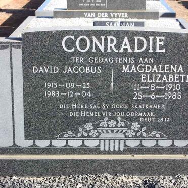 CONRADIE David Jacobus 1915-1983 &amp; Magdalena Elizabeth 1910-1985