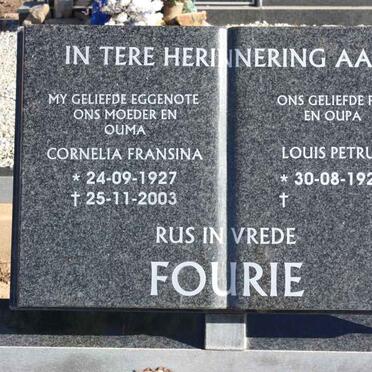 FOURIE Louis Petrus 1925- &amp; Cornelia Fransina 1927-2003