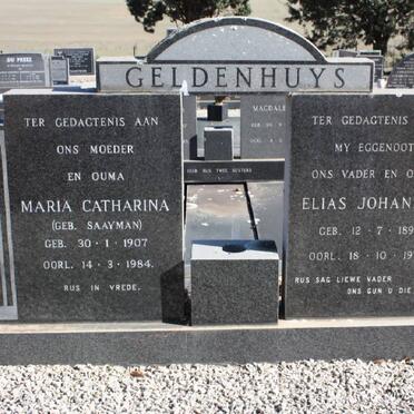 GELDENHUYS Elias Johannes 1890-1973 &amp; Maria Catharina SAAYMAN 1907-1984