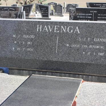 HAVENGA M.J. 1917-1978 &amp; S.J.P. JANSE VAN RENSBURG 1919-1987