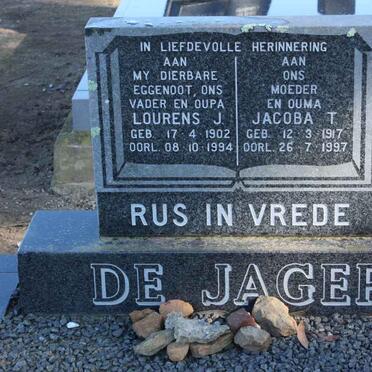 JAGER Lourens J., de 1902-1994 &amp; Jacoba T. 1917-1997